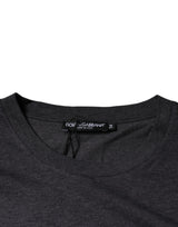 Dolce & Gabbana Gray Logo Patch Cotton Crew Neck T-shirt