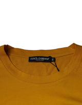 Dolce & Gabbana Mustard Embossed Logo Crew Neck T-shirt