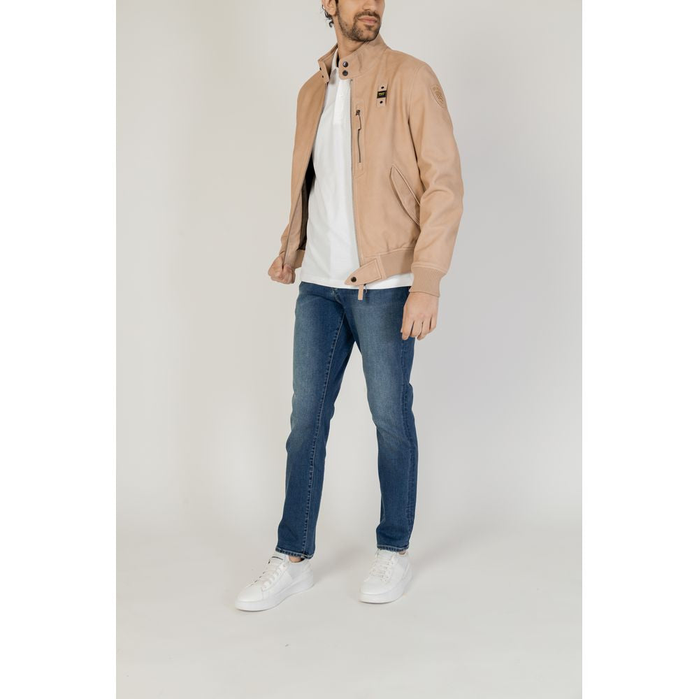 Blauer Beige Leather Jacket