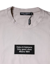 Dolce & Gabbana Beige Logo Cotton Blend Crew Neck T-shirt