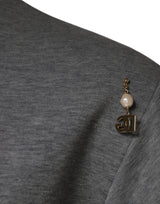 Dolce & Gabbana Gray Cotton Blend Embellished Tee T-shirt