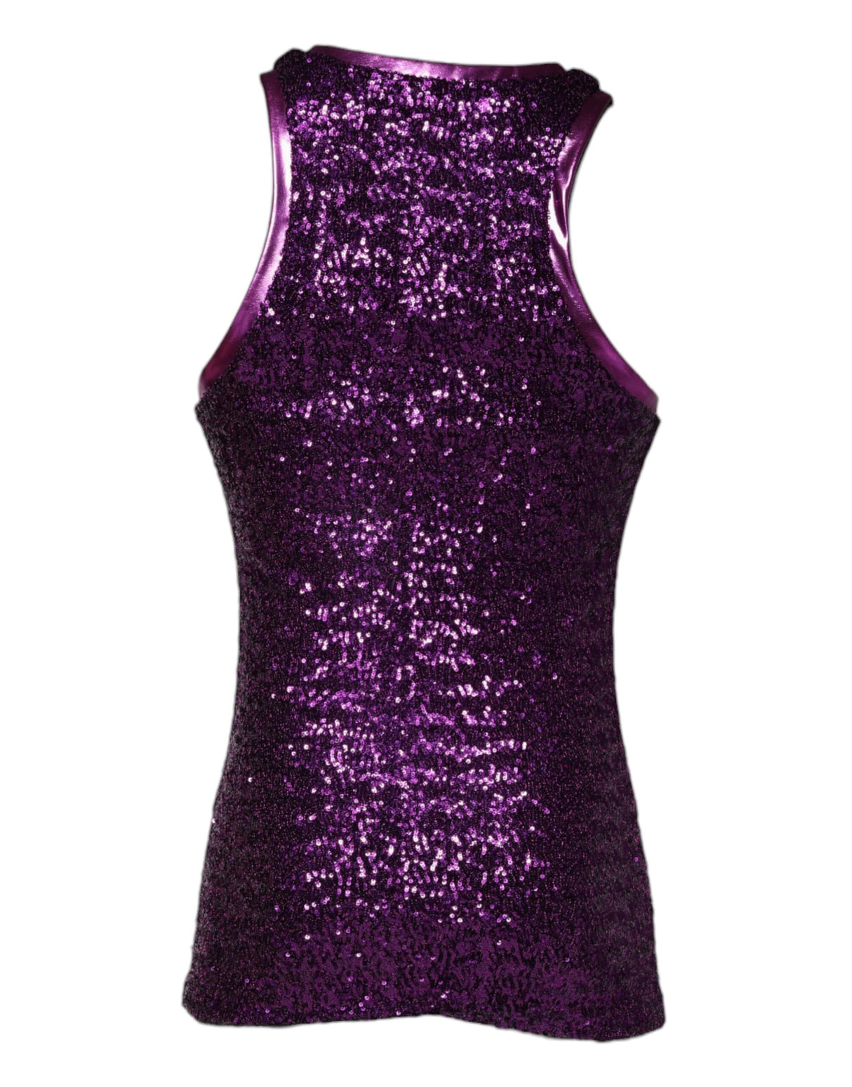 Dolce & Gabbana Purple Sequin Round Neck Sleeveless T-shirt