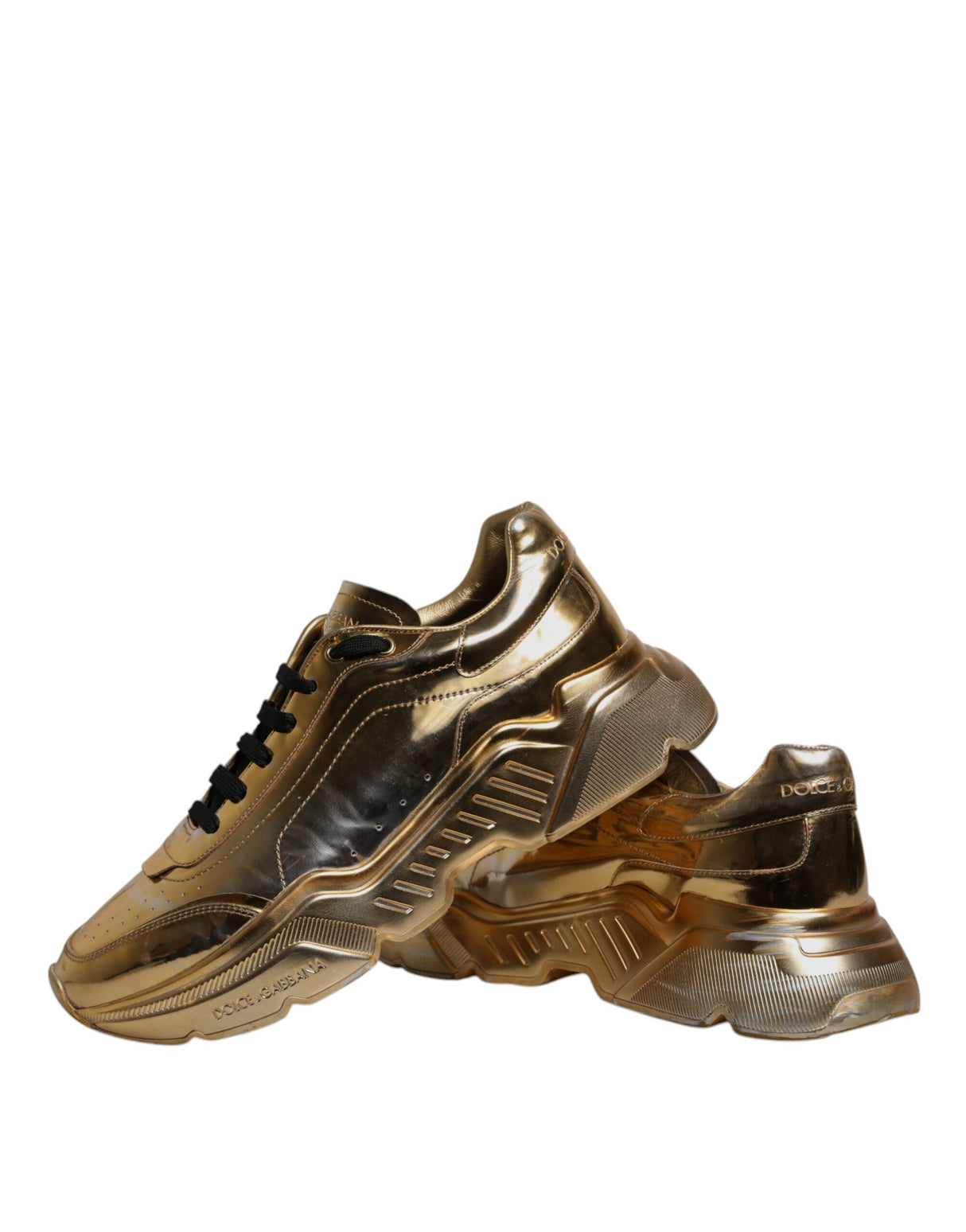 Dolce & Gabbana Gold Leather Daymaster Low Top Sneakers Shoes