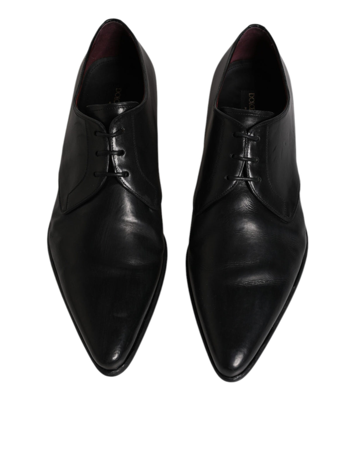 Dolce & Gabbana Black Leather Lace Up Men Derby Formal Shoes