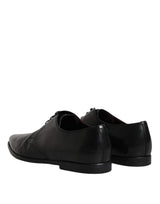 Dolce & Gabbana Black Leather Lace Up Men Derby Formal Shoes