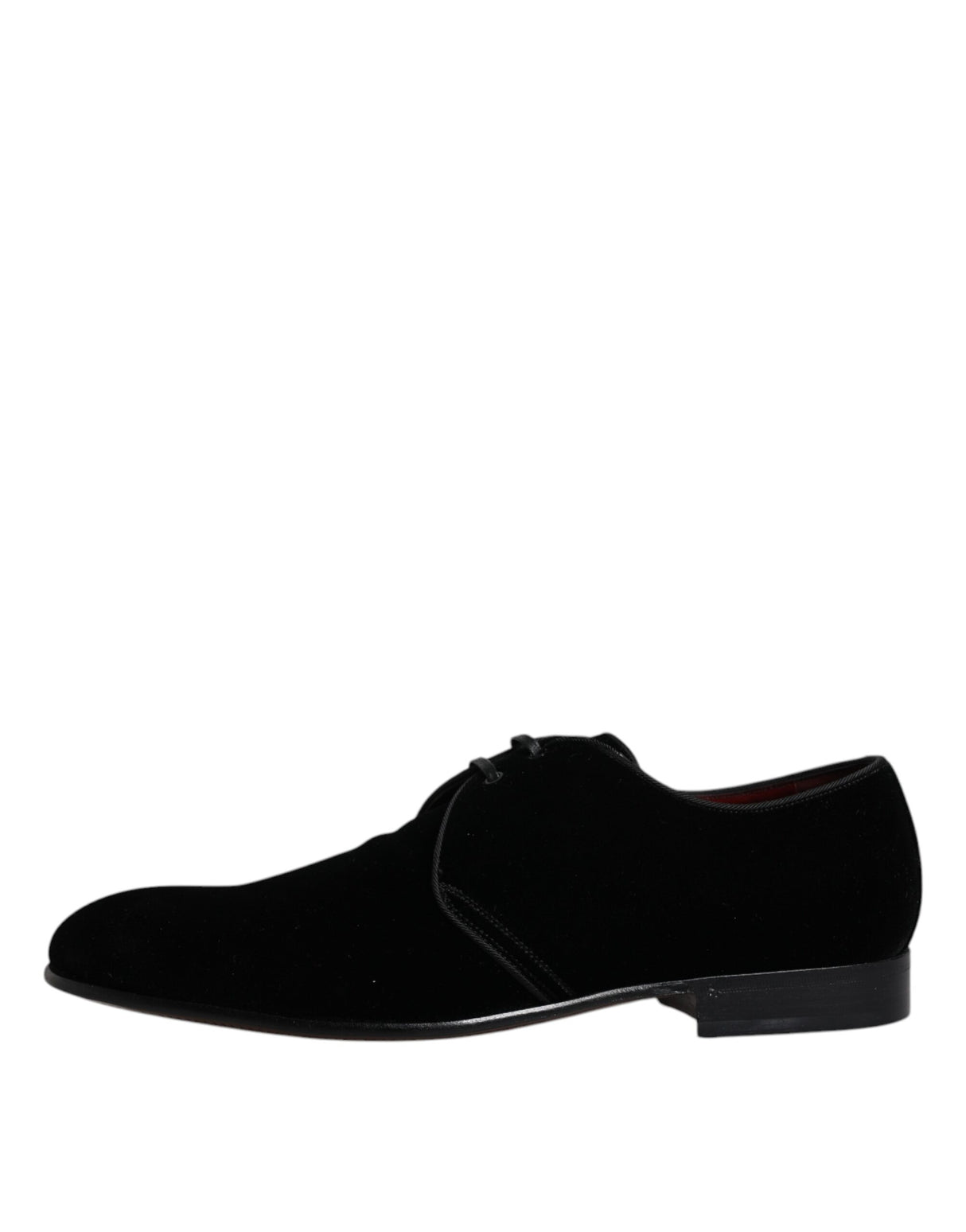 Dolce & Gabbana Black Velvet Leather Lace Up Derby Shoes