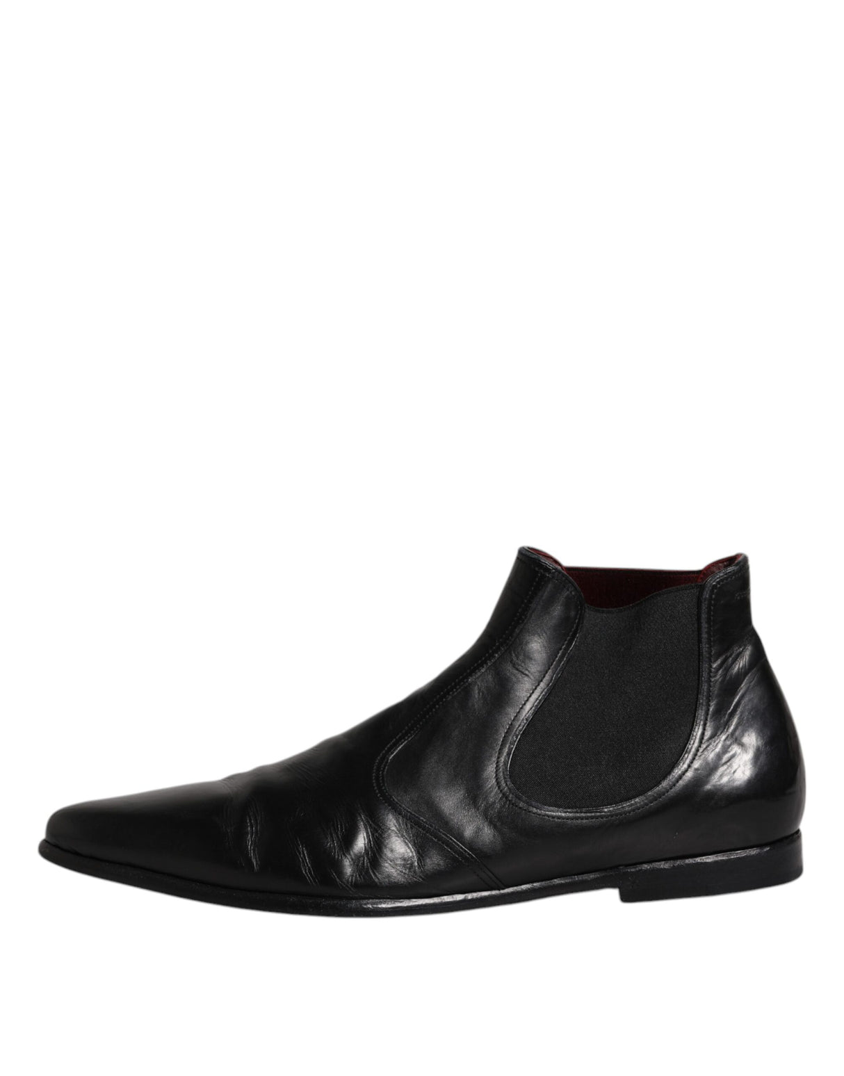 Dolce & Gabbana Black Leather Chelsea Men Ankle Boots Shoes