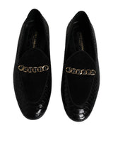 Dolce & Gabbana Black Exotic Leather Loafers Men Dress Shoes