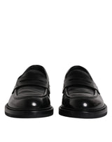 Dolce & Gabbana Black Leather Mocassin Formal Dress Shoes