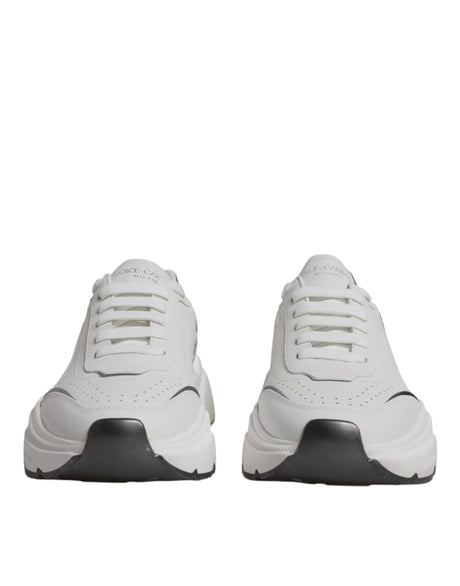 Dolce & Gabbana White Silver DAYMASTER Leather Men Sneakers Shoes