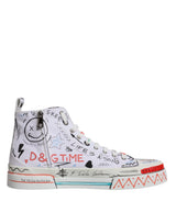 Dolce & Gabbana White Portofino Graffiti High Top Men Sneakers Shoes