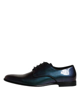 Dolce & Gabbana Peacock Patent Leather Derby Men Dress Shoes