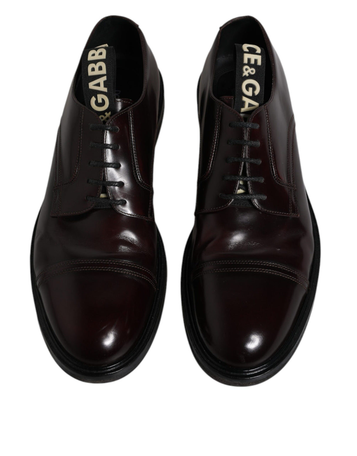 Dolce & Gabbana Bordeaux Leather Derby Formal Dress Shoes