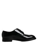 Dolce & Gabbana Black Leather Lace Up Men Derby Formal Shoes