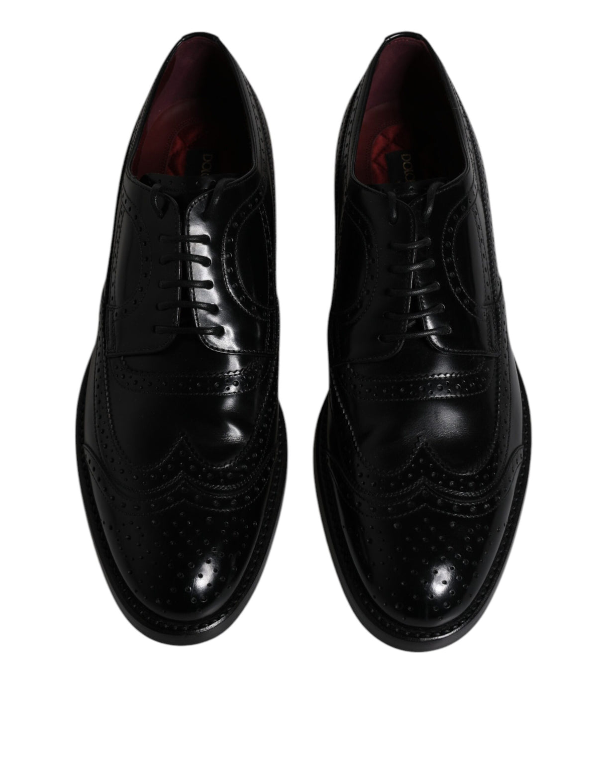 Dolce & Gabbana Black Leather Derby Wingtip Formal Shoes