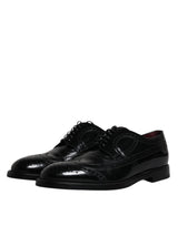 Dolce & Gabbana Black Leather Derby Wingtip Formal Shoes