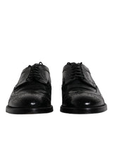 Dolce & Gabbana Black Leather Derby Wingtip Formal Shoes