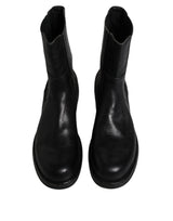 Dolce & Gabbana Black Horse Leather Mid Calf Boots Shoes