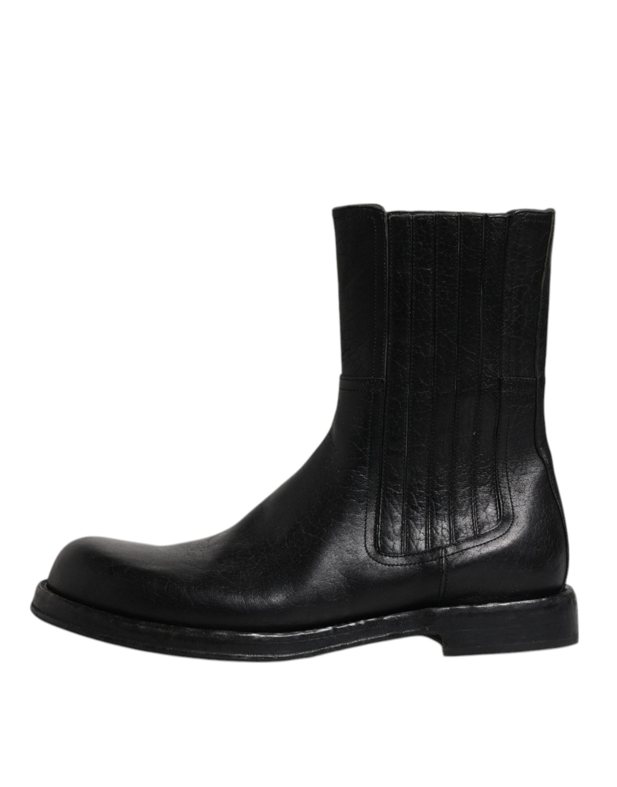 Dolce & Gabbana Black Horse Leather Mid Calf Boots Shoes