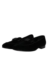 Dolce & Gabbana Black Velvet Loafers Formal Men Dress Shoes