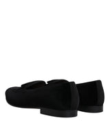 Dolce & Gabbana Black Velvet Loafers Formal Men Dress Shoes