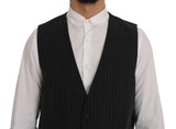 Dolce & Gabbana Elegant Gray Striped Men's Waistcoat Vest