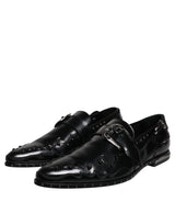 Dolce & Gabbana Black Embellished Derby Monk Strap Shoes