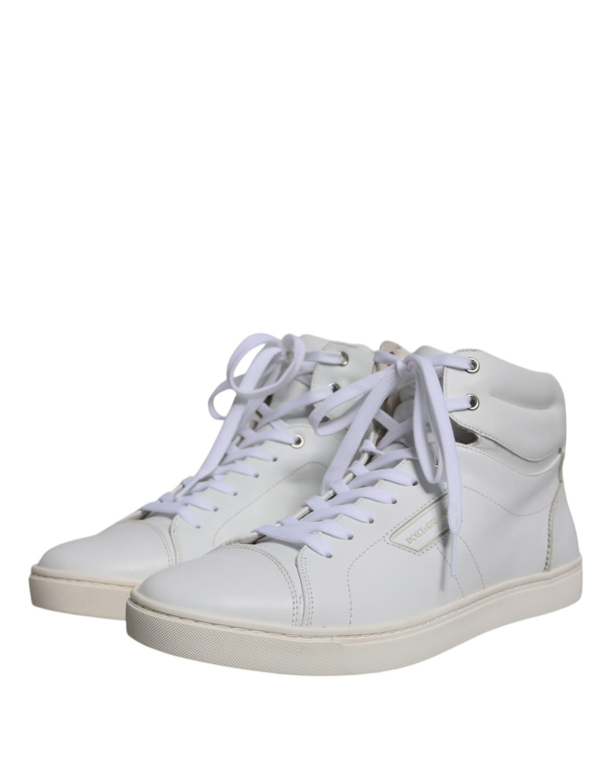 Dolce & Gabbana White Leather Mid Top Men Sneakers Shoes