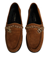 Dolce & Gabbana Brown Suede Leather Loafers Dress Shoes