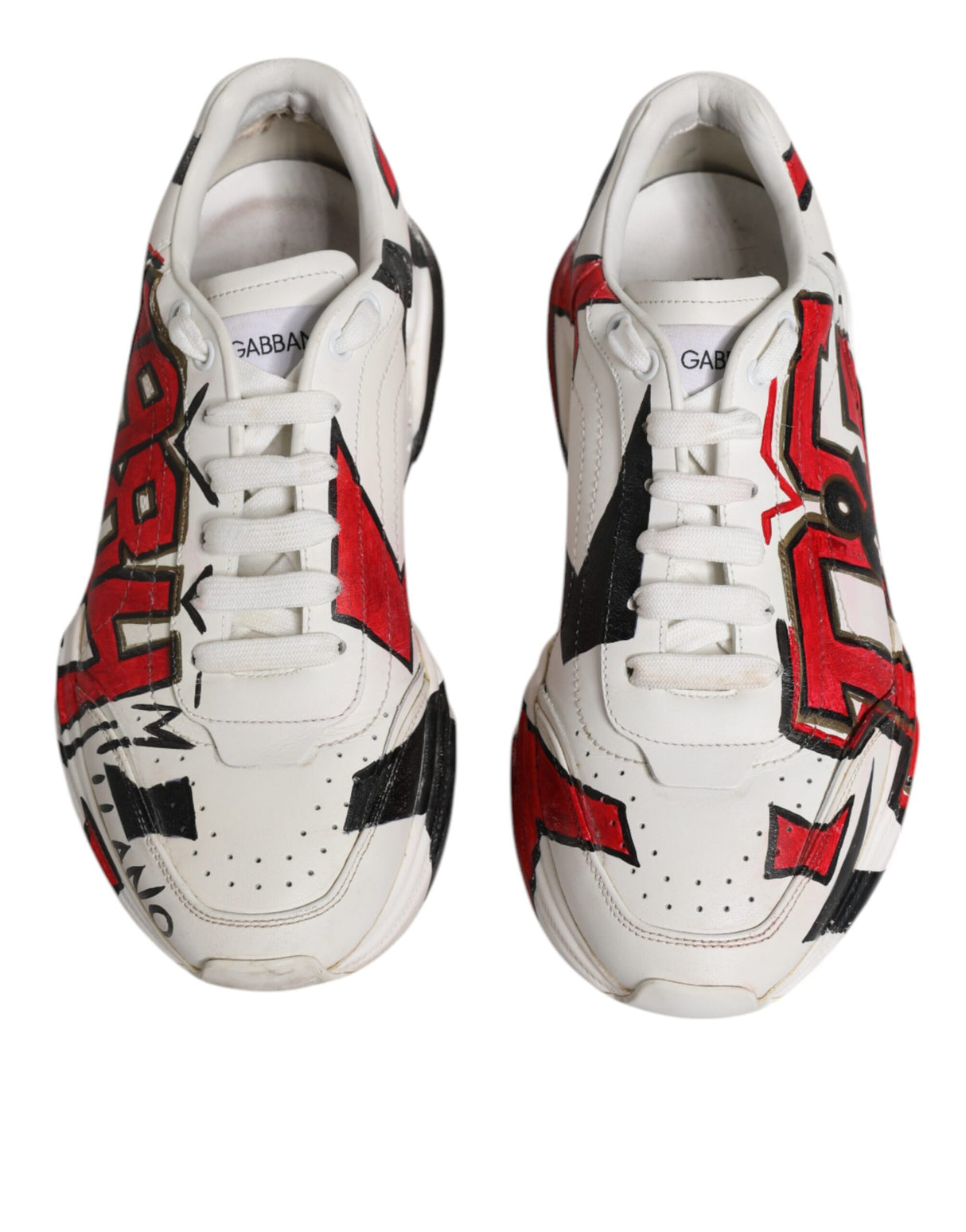 Dolce & Gabbana White Daymaster Hand Painted Sneakers Shoes