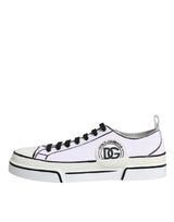 Dolce & Gabbana White Logo Canvas Low Top Men Sneakers Shoes