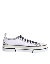 Dolce & Gabbana White Logo Canvas Low Top Men Sneakers Shoes