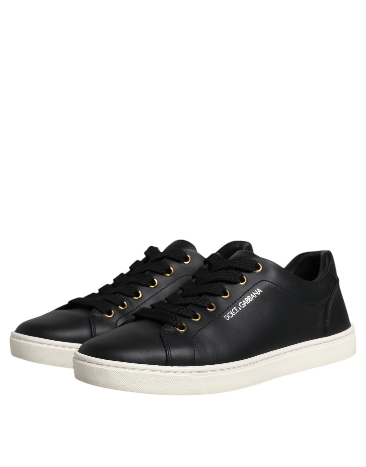 Dolce & Gabbana Black Leather Logo London Sneaker Shoes