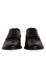 Dolce & Gabbana Black Calfskin Leather Derby Men Dress Shoes