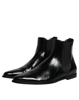 Dolce & Gabbana Black Leather Chelsea Men Ankle Boots Shoes