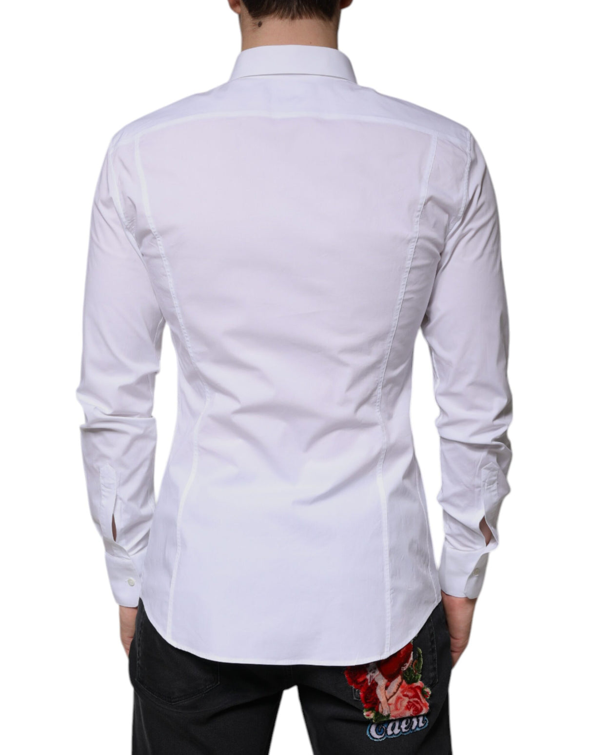 Dolce & Gabbana White Cotton Long Sleeve SICILIA Dress Shirt