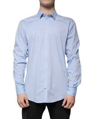 Dolce & Gabbana Light Blue Cotton Slim Fit MARTINI Dress Shirt
