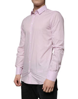 Dolce & Gabbana Light Pink Cotton Slim Fit GOLD Dress Shirt