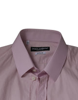 Dolce & Gabbana Light Pink Cotton Slim Fit GOLD Dress Shirt