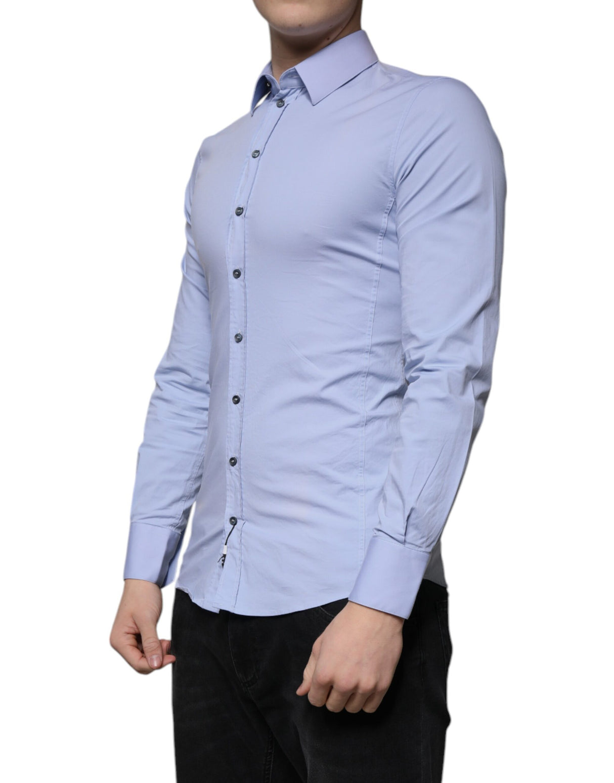 Dolce & Gabbana Light Blue Cotton Slim Fit SICILIA Dress Shirt