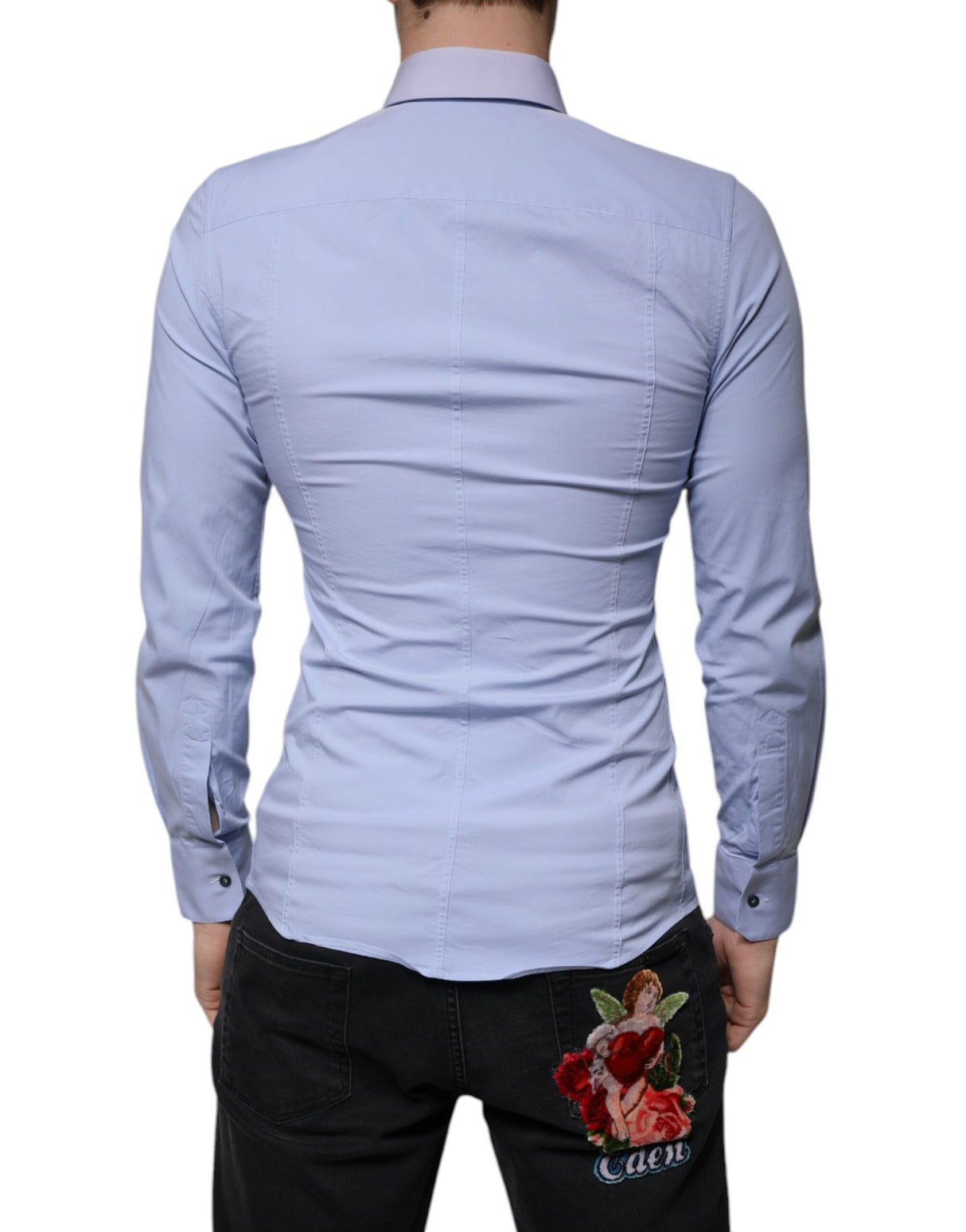 Dolce & Gabbana Light Blue Cotton Slim Fit SICILIA Dress Shirt