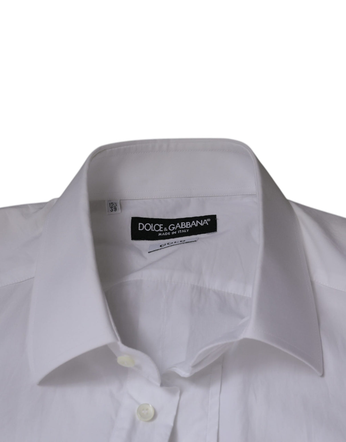 Dolce & Gabbana White Cotton Slim Fit GOLD Men Dress Shirt