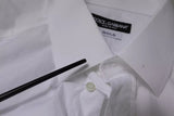 Dolce & Gabbana White Cotton Slim Fit Men GOLD Dress Shirt