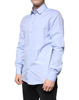 Dolce & Gabbana Light Blue Cotton Slim Fit GOLD Men Dress Shirt