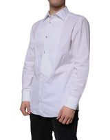 Dolce & Gabbana White Bib Cotton Poplin GOLD Men Formal Shirt