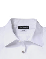 Dolce & Gabbana White Bib Cotton Poplin GOLD Men Formal Shirt