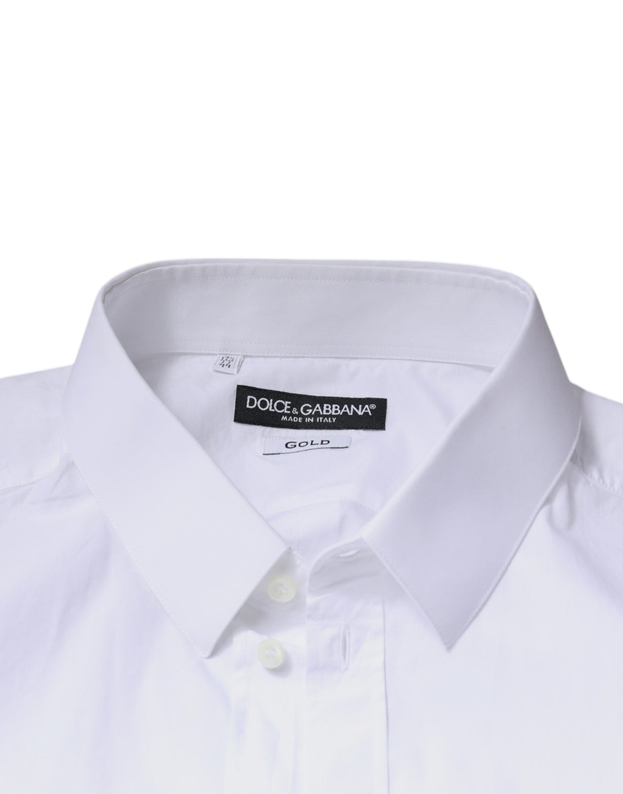 Dolce & Gabbana White Logo Cotton Slim Fit GOLD Dress Shirt