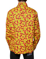 Dolce & Gabbana Yellow Cherry Button Down Men Casual Shirt