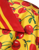 Dolce & Gabbana Yellow Cherry Button Down Silk Casual Shirt