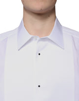 Dolce & Gabbana White Bib Cotton Poplin GOLD Formal Shirt